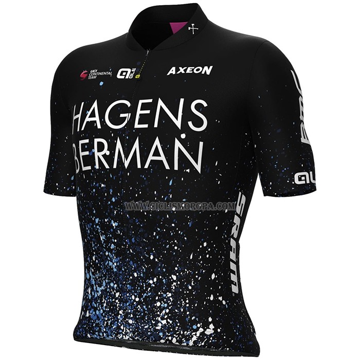 2023 Ropa Ciclismo Hagens Berman Axeon Negro Mangas Cortas y Culotte Corto